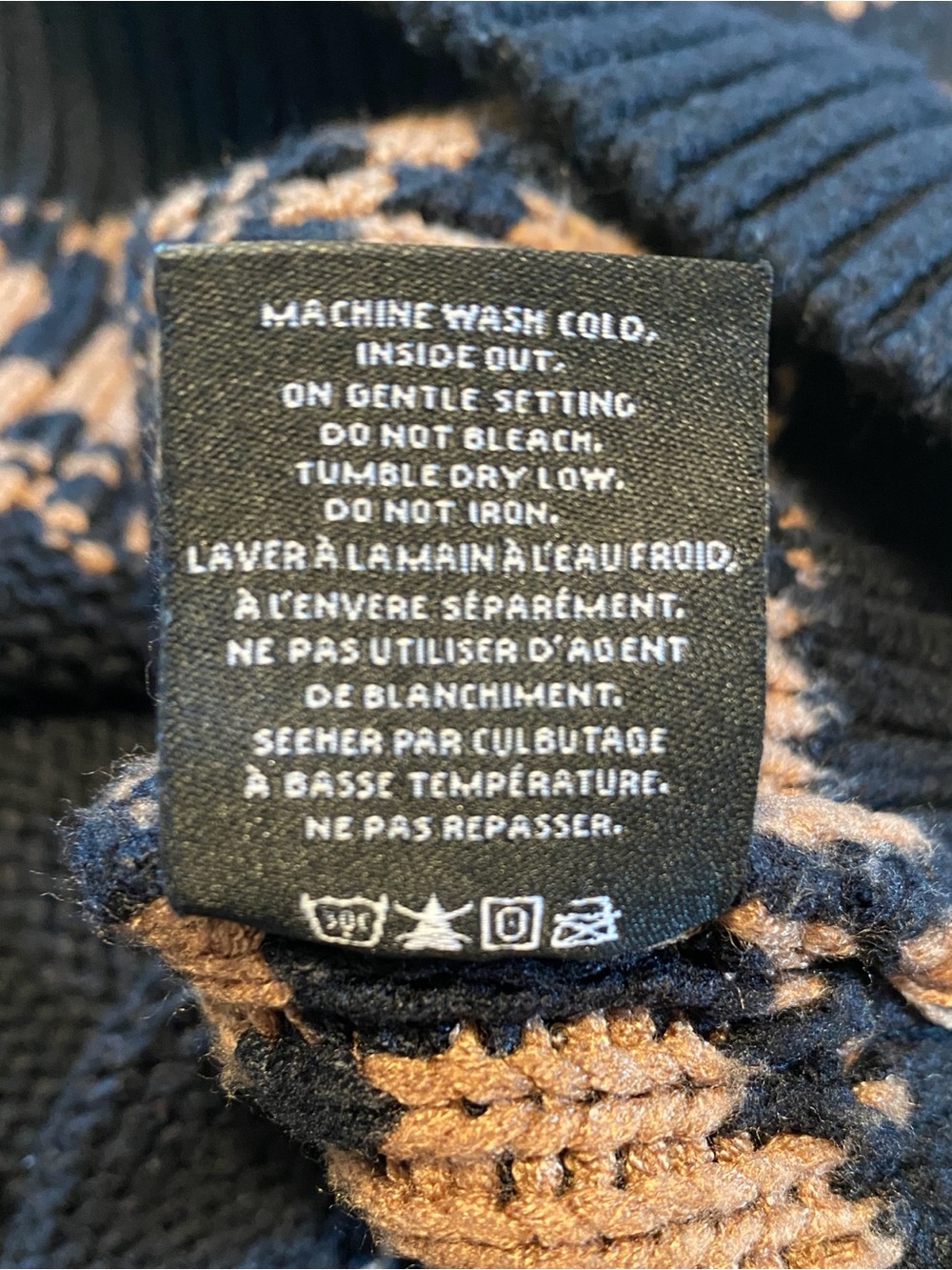Brunette the Label Fair Isle Knit Sweater Black Brown Oversized XS/S - Picture 6 of 11